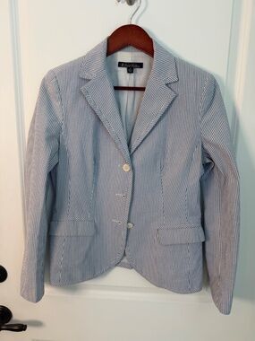 Brooks Brothers Blue & White Striped Blazer - 6